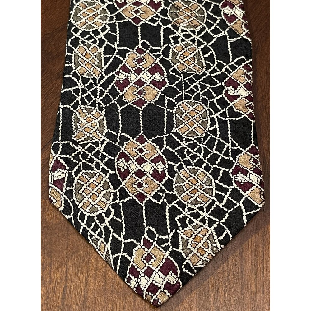 Anthony Richards Black Tan 100% Silk Men’s Neck Tie Made In Usa